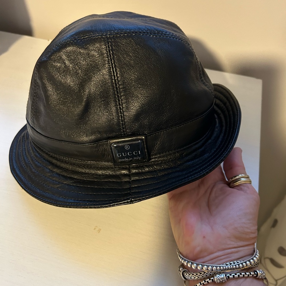 Vintage Gucci Leather Bucket Hat